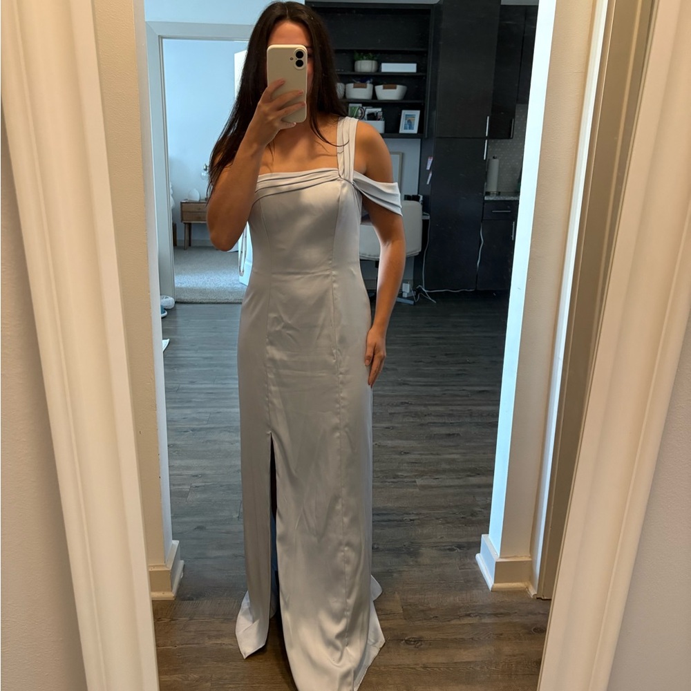 Chic Off-Shoulder Light Blue Maxi Dress